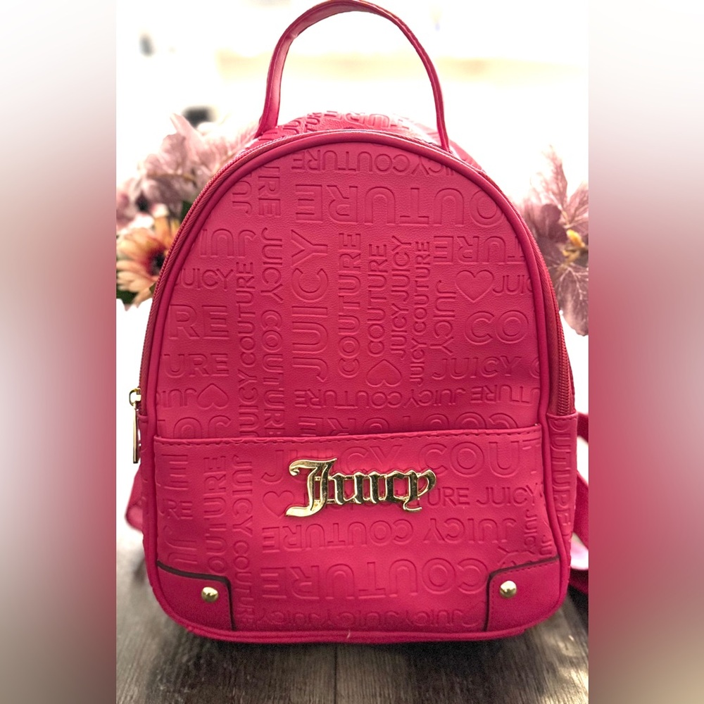 Juicy Couture Fuchsia Pink Mini Logo Backpack with Gold Hardware - Picture 2 of 16